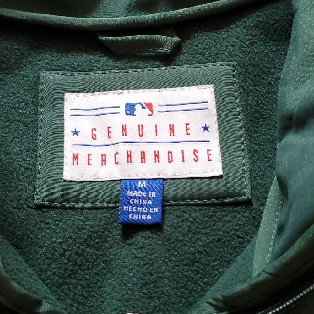 🆕️ MLB OAKLAND A's FLEECE COACH JACKET ON FIELD SOFT SHELL 💚💛